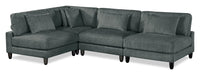 Lounge 4-Piece Chenille Armless Modular Sectional – Grey 