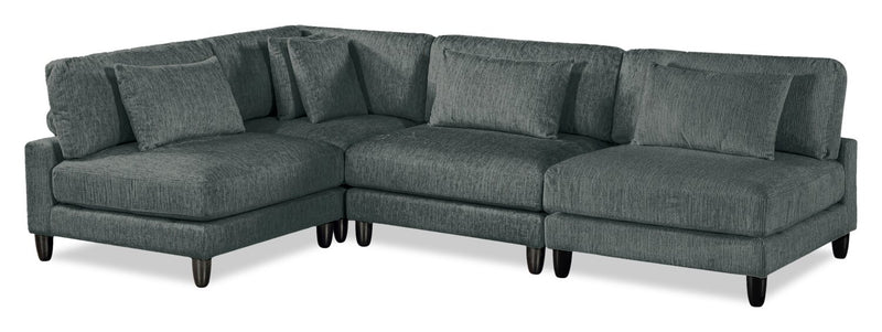 Lounge 4-Piece Chenille Armless Modular Sectional – Grey