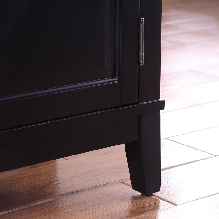 Kort & Co Aeris 36\" Arched Curio Cabinet with Glass Doors – Matte Black and Natural Oak 
