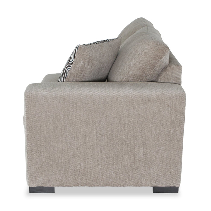 Made in Canada Legend 2-Piece Left-Facing Chenille Fabric Cuddler Sleeper Sectional - Platinum Beige