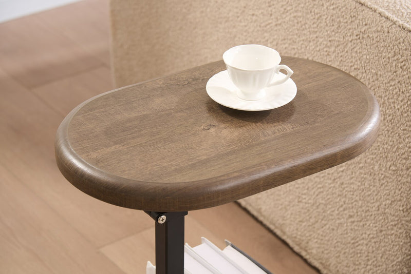 Cedric 15.5\" Adjustable Accent Table – Walnut Oak and Black 