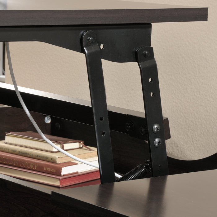 Murray 53” Traditional Lift Top Office Desk with Storage - Dark Brown