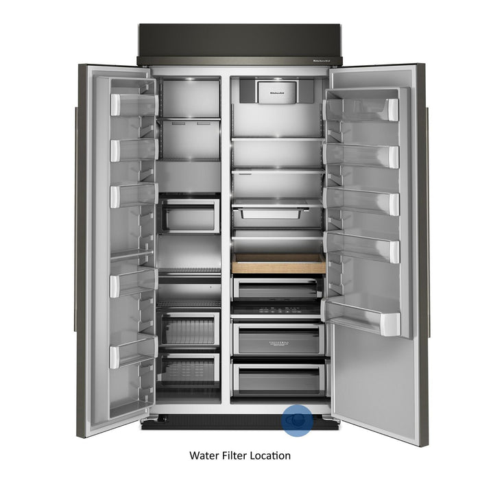 Kitchenaid 42\" 25.5 Cu. Ft. Built-In Side-by-Side Refrigerator – Black Ore - KBSN742SBE