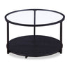 Kendal 31.5\" Modern Round Glass Top Coffee Table with Casters - Black