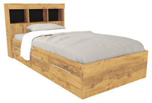 Riley Twin Mates Bed with Bookcase Headboard - Natural