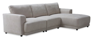 Voyage Modular 3-Piece Right-Facing Fabric Sectional with Removable Back Cushions – Beige