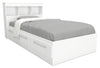 Riley Mates Bed with Bookcase Headboard Set for Kids, Made in Canada, White - Twin Size