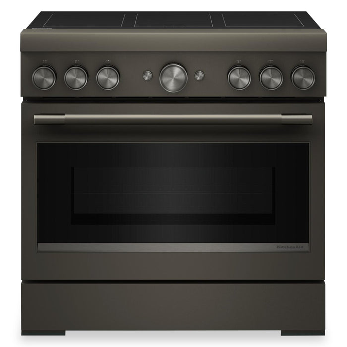 KitchenAid 36\" 5.1 Cu. Ft. Freestanding Induction Range with No Preheat Air Fry – Black Ore - KFIS936SBE 