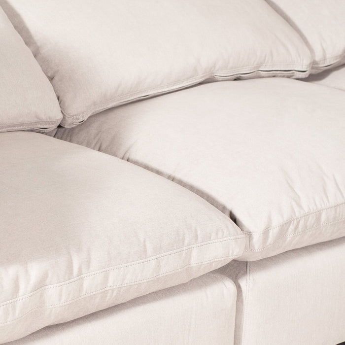 Eclipse Modular 6-Piece Linen-Look Fabric Pit Sofa Sectional with Reversible Feather Down Cushions - Linen White