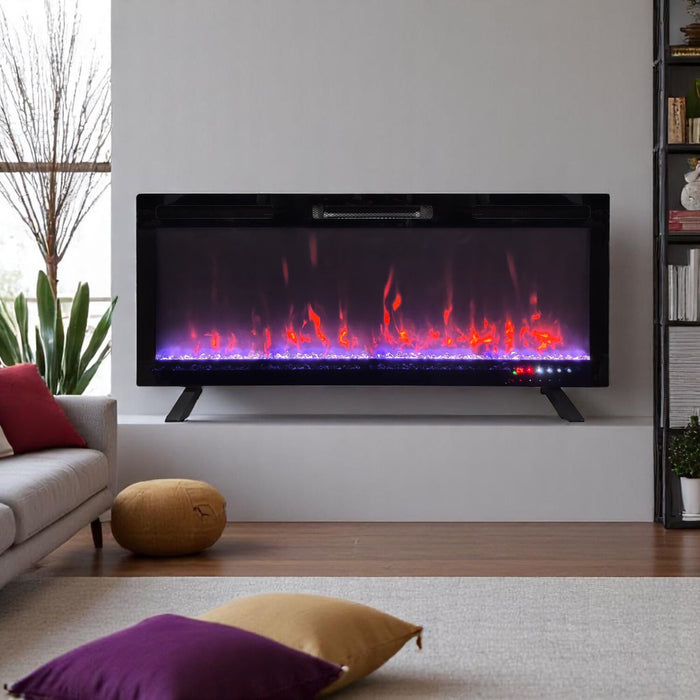 Mirage 48\" Modern Electric Free Standing Wall Mountable Fireplace - Black