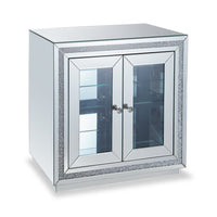 Roxie 31.5” Accent Cabinet with Glass Doors and LED Lighting - Silver 