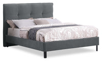 Amos Upholstered Platform Bed in Charcoal Fabric with Tufted Headboard - King Size 