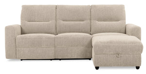 Meadow 2-Piece Right-Facing Chenille Fabric Power Reclining Sectional with Storage Chaise - Taupe