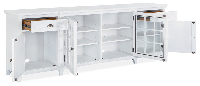 Wesley 90\" Traditional TV Stand with Storage and Cable Management for TVs up to 95\" - Chalk White