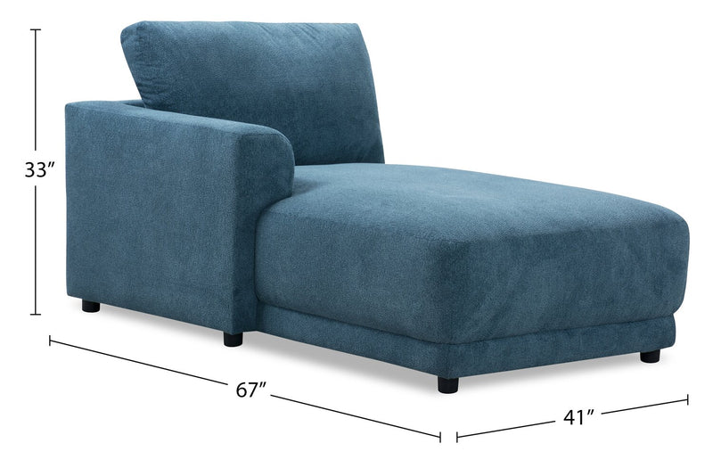 Voyage Modular Left-Facing Fabric Chair with Removable Back Cushions – Blue