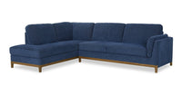 Zara 2-Piece Left-Facing Fabric Sectional with Chaise and Wood Legs - Navy 