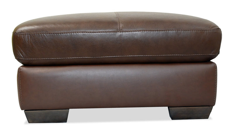 Classico 30\" Genuine Leather Ottoman with Wood Legs Ottoman – Tobacco