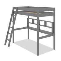Brody Loft Bed with Built-in Desk, Ladder & Guardrails for Kids & Teens, Grey - Twin Size 