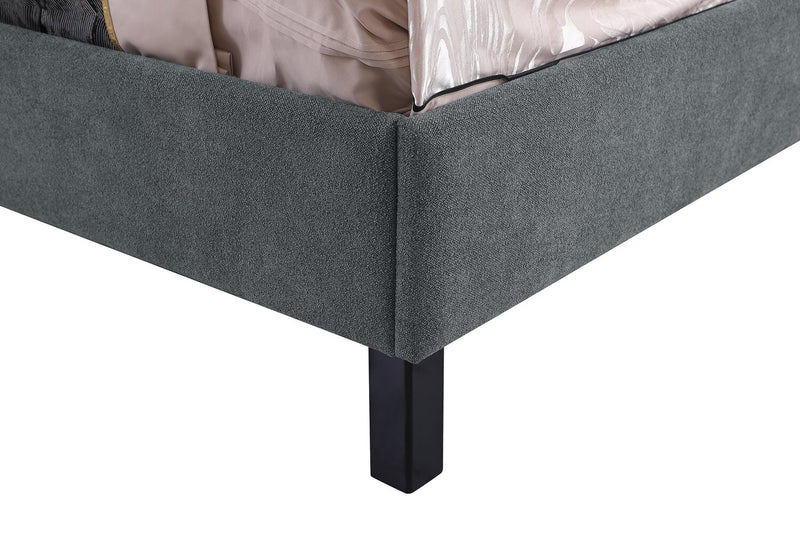 Amos Upholstered Platform Bed Base in Charcoal Fabric - Full Size