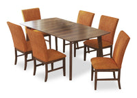 Rain 7pc Dining Set with Table & 6 Orange Chairs, 72