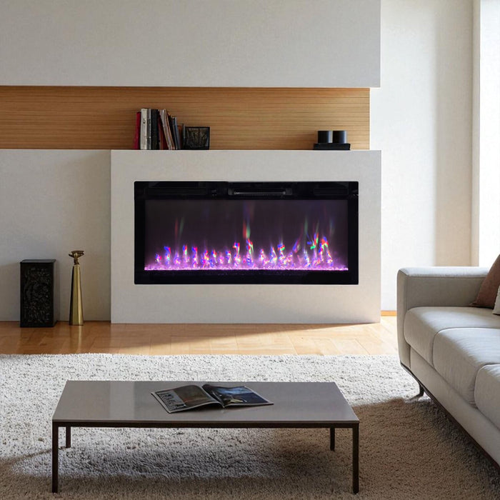 Mirage 42\" Modern Electric Free Standing Wall Mountable Fireplace - Black