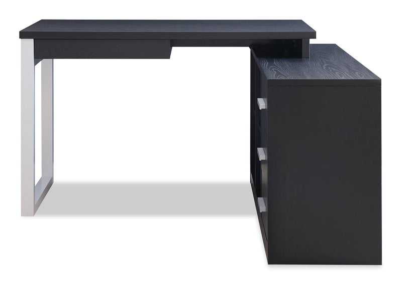 Owen 55\" Reversible Corner Office Desk with 4-Drawers & Cubbies – Black