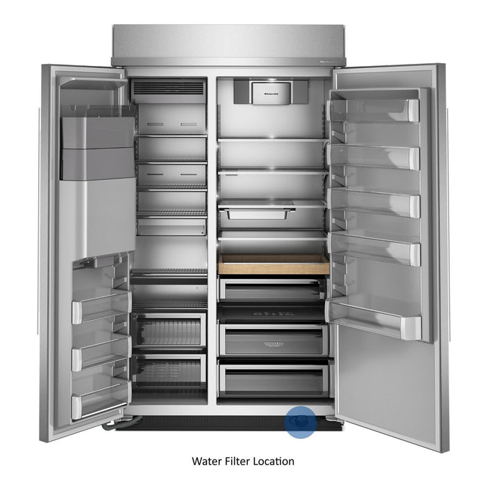 Kitchenaid 48\" 29.4 Cu. Ft. Built-In Side-by-Side Refrigerator – Stainless Steel - KBSD748SPS