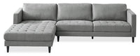 Metro 2-Piece Left-Facing Fabric Sectional with Chaise and Tufted Seat Cushions - Grey 