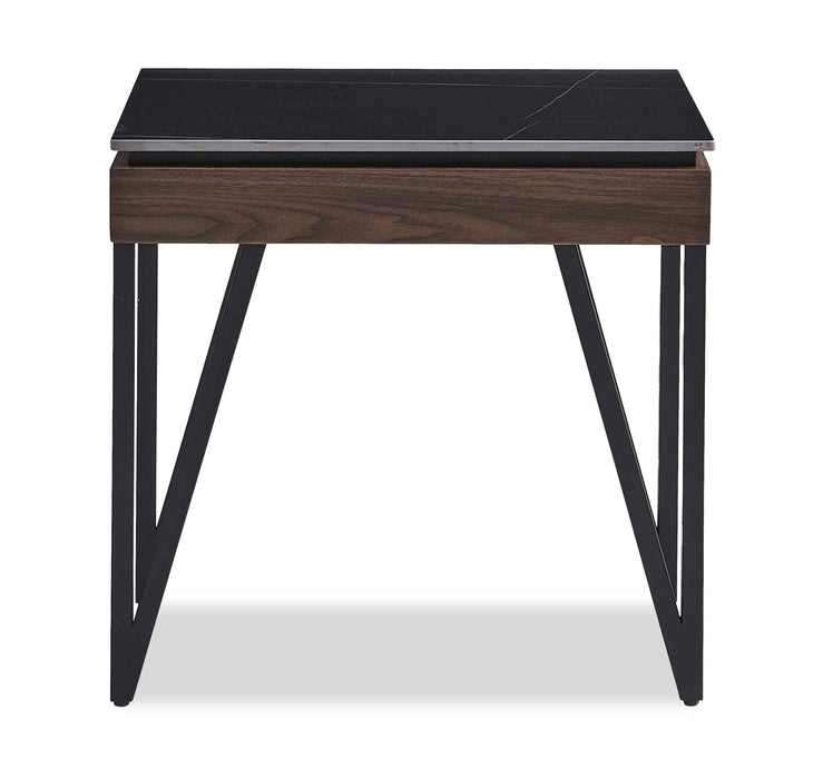 Juno 22.5\" Modern End Table with Sintered Stone Top - Black