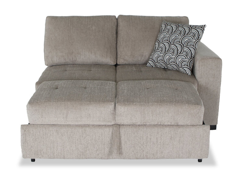 Made in Canada Legend 2-Piece Left-Facing Chenille Fabric Cuddler Sleeper Sectional - Platinum Beige