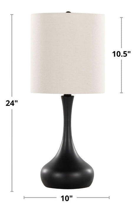Polly 24\" Matte Black Metal 2-Piece Set, with Two Table Lamps 