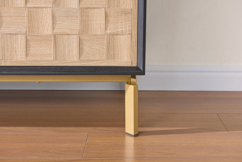 Alenna 60\" 3-Door Accent Cabinet - Black with Weathered White Doors