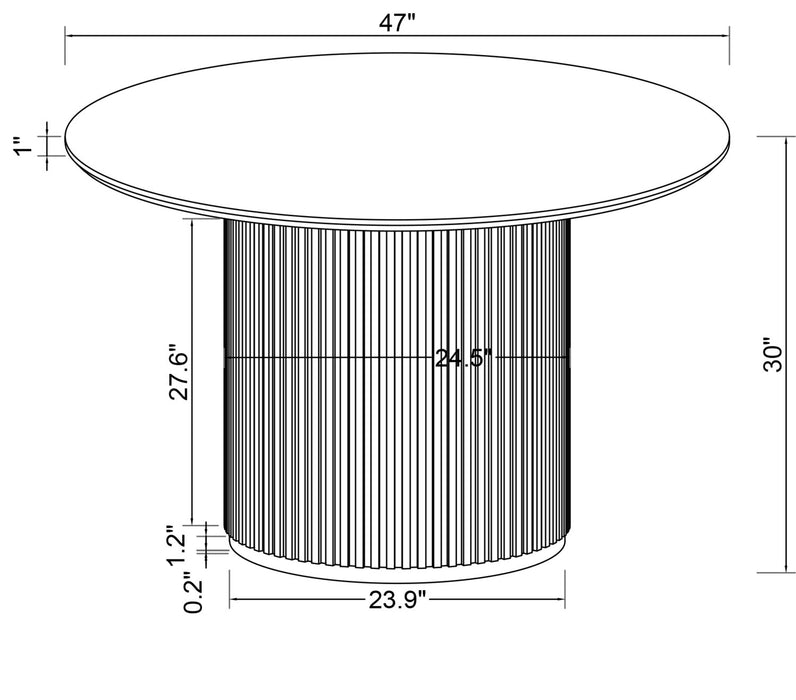 Kort & Co. Capri Dining Table with Marble-Look Top & Gold Accent, 47\"W Round - Black/White