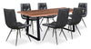 Oskar 7pc Dining Set with Table & 6 Avis Chairs, Acacia Wood & Metal, 79\"W - Natural & Black