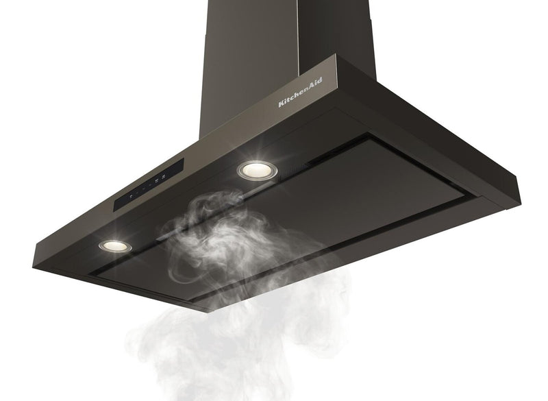 KitchenAid 36\" Wall-Mount 4-Speed Canopy Range Hood – Black Ore - KVWC736SBE