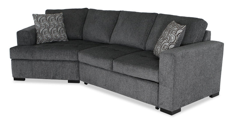 Made in Canada Legend 2-Piece Left-Facing Chenille Fabric Cuddler Sleeper Sectional - Pepper Grey