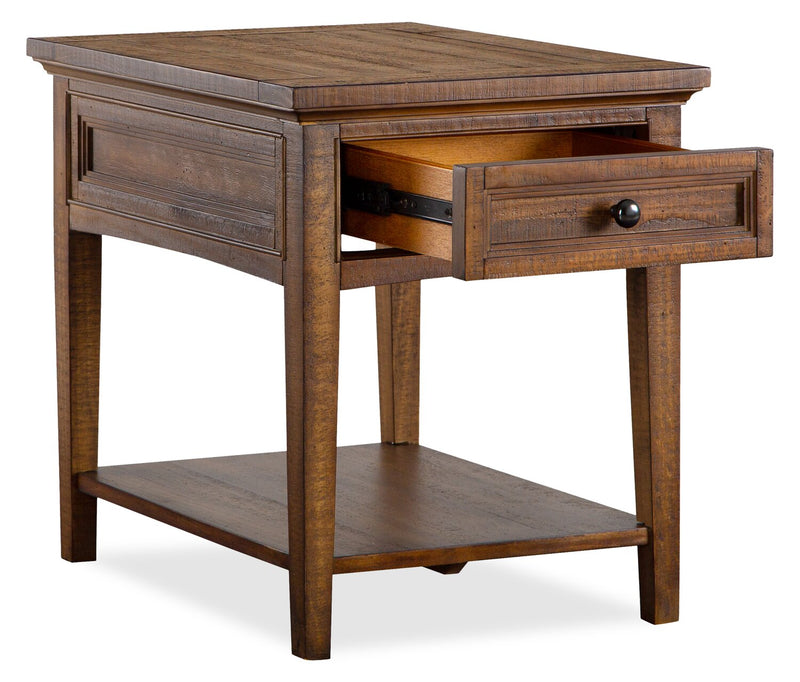 Hanson 20” Traditional Pine End Table with Storage - Toasted Nutmeg