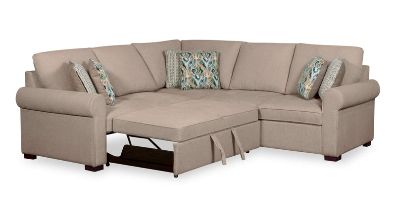 Scott Living Haven 3-Piece Chenille Fabric Sleeper Sectional - Taupe