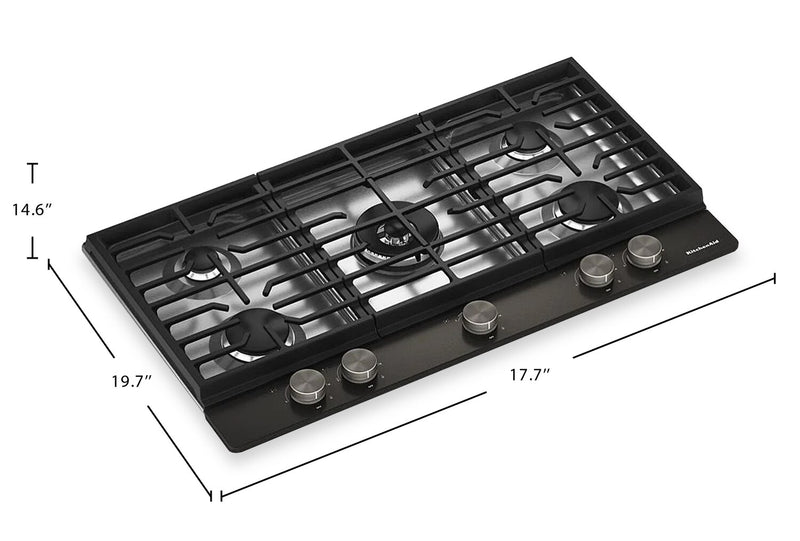 KitchenAid Gas-on-Metal Cooktop with Integrated Wok Grate – Black Ore - KCGK536SBE