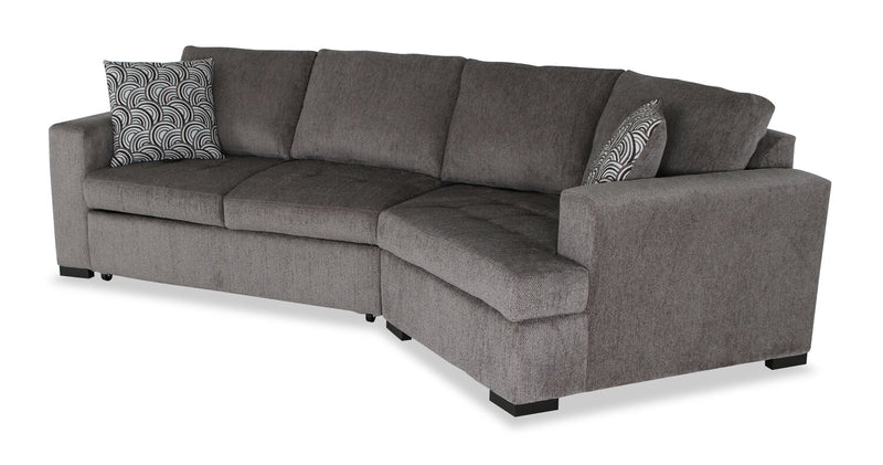 Made in Canada Legend 2-Piece Right-Facing Chenille Fabric Cuddler Sleeper Sectional - Pewter Brown