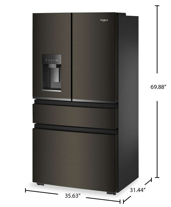 Whirlpool 36\" 22 Cu. Ft. True Counter Depth French Door Refrigerator – Black Stainless Steel - WRMC5036RV