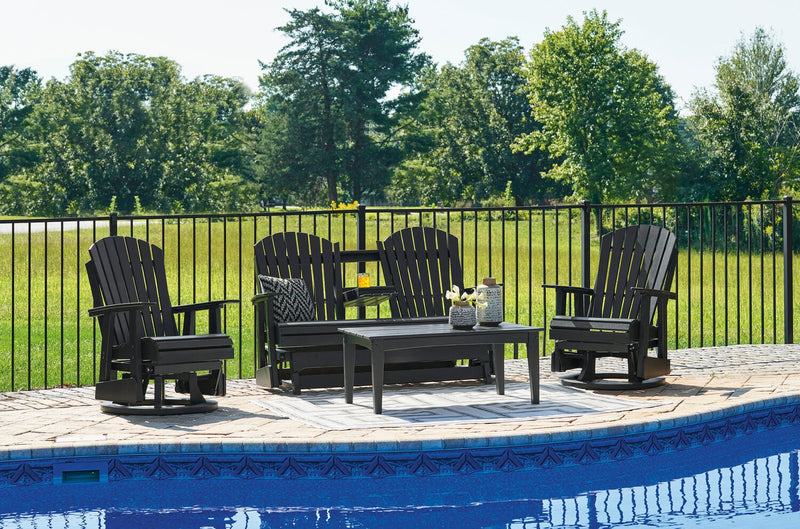 Lake Outdoor Patio Glider Swivel Chair - High Density Plastic, Weather Resistant – Black