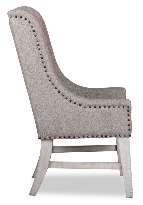 Willow Wingback Dining Chair with Polyester Fabric & Nailhead Trim - Brown