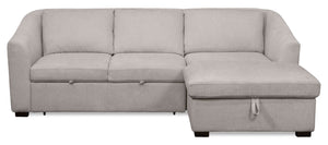 Envy 2-Piece Right-Facing Chenille Fabric Sleeper Sectional with Storage Chaise - Fog Grey