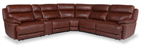 Sorrento 6-Piece Genuine Leather Reclining Sectional - Madrid Brick 