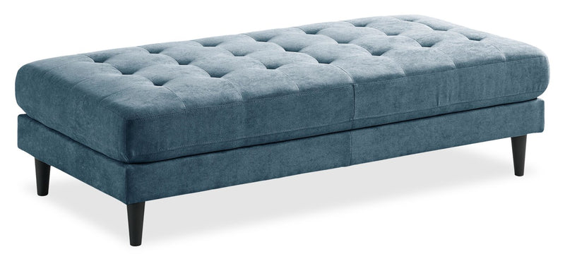 Metro 63\" Fabric Ottoman with Tufted Cushion - Denim Blue