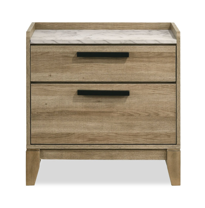 Sable 6pc Bedroom Set with Bed, Dresser, Mirror & Nightstand, Light Brown - Queen Size