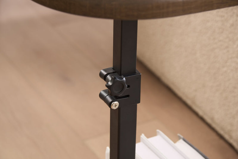 Cedric 15.5\" Adjustable Accent Table – Walnut Oak and Black 