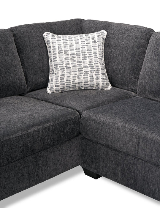 Made in Canada Morgan 2-Piece Right-Facing Chenille Fabric Wrap Sectional with Accent Pillows - Grey
