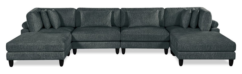 Lounge 6-Piece Chenille Armless Modular Sectional – Grey